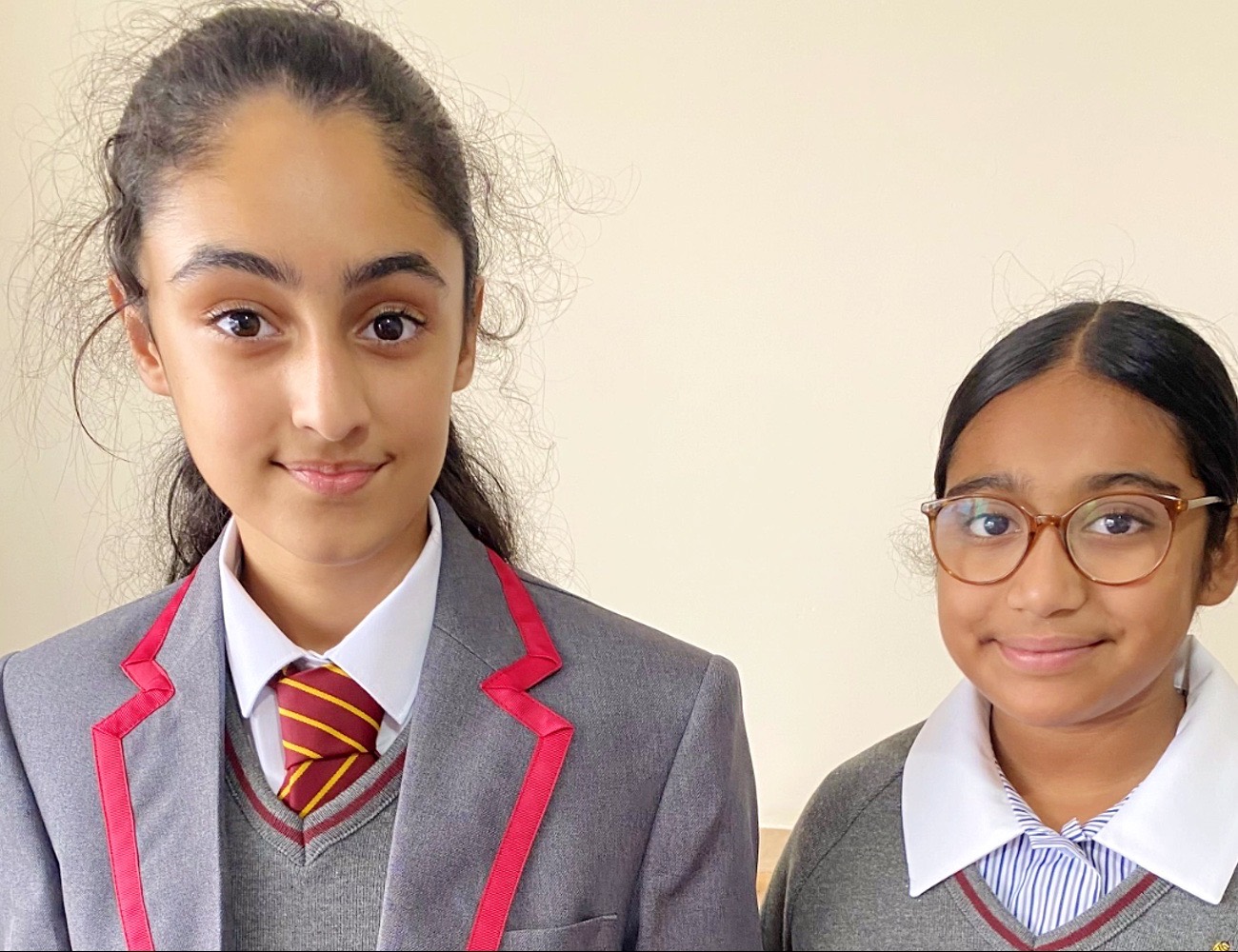 Two pupils in Queen's Square uniform